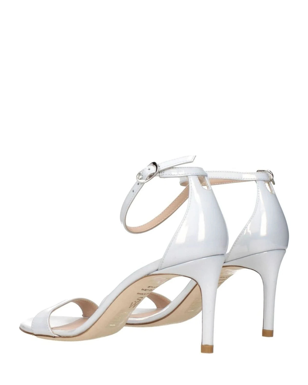 Stuart Weitzman White Leather Stiletto Heels Sandals Heels