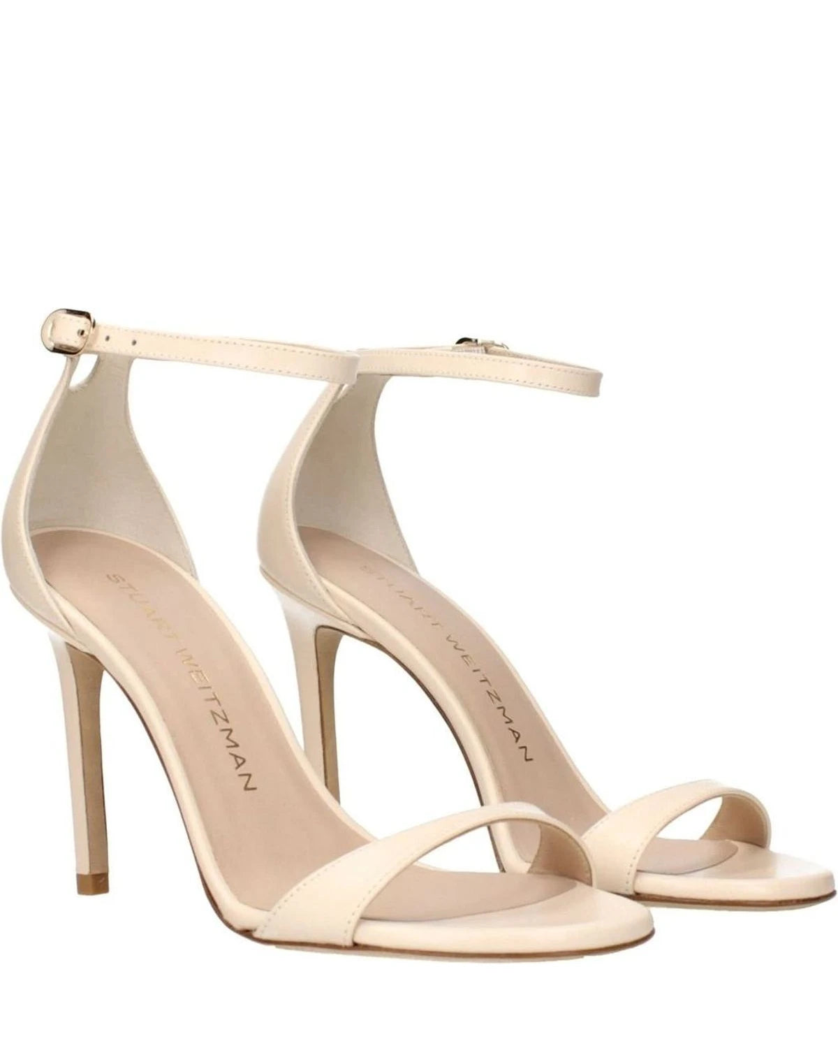 Stuart Weitzman Beige Leather Stiletto Heels Sandals Heels