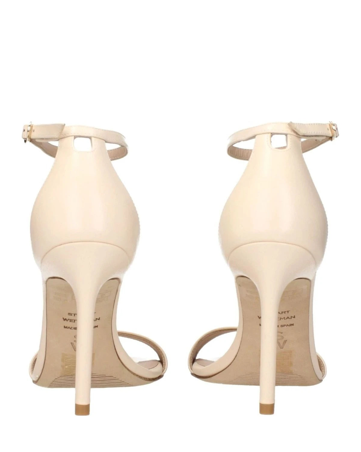 Stuart Weitzman Beige Leather Stiletto Heels Sandals Heels