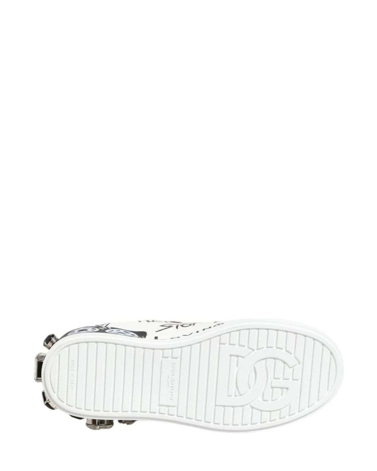 Dolce & Gabbana White Portofino Crystal Sneakers Shoes Sneakers