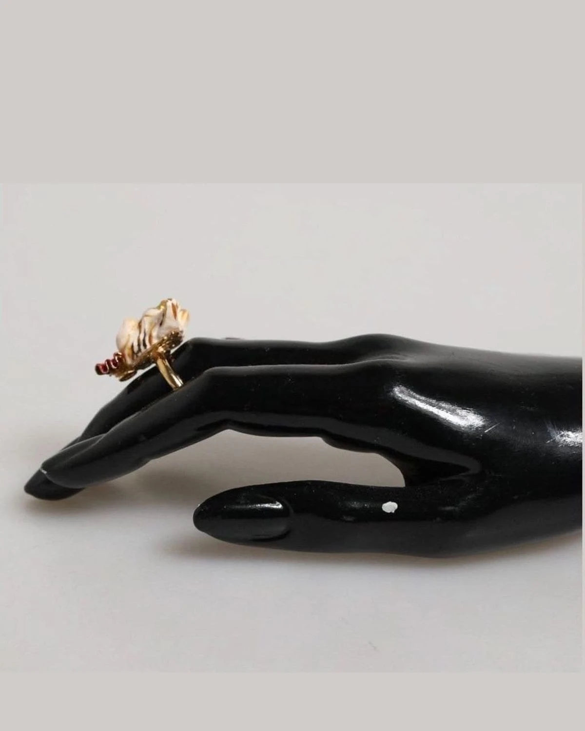 Dolce & Gabbana Beige Brass Resin Dog Pet Accessory Ring Rings