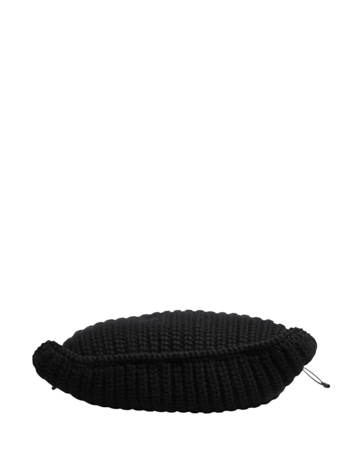 Dolce & Gabbana Black Leather Cashmere Knitted Shoulder Women Borse Bag Shoulder Bags