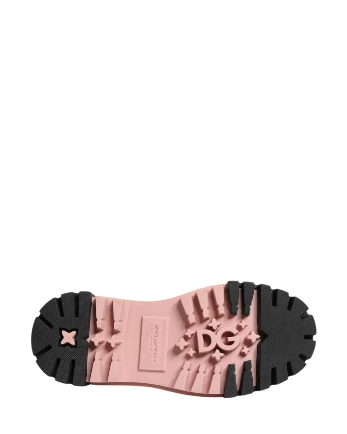 Dolce & Gabbana Black Leather Light Powder Pink Lace Up Shoes Sneakers