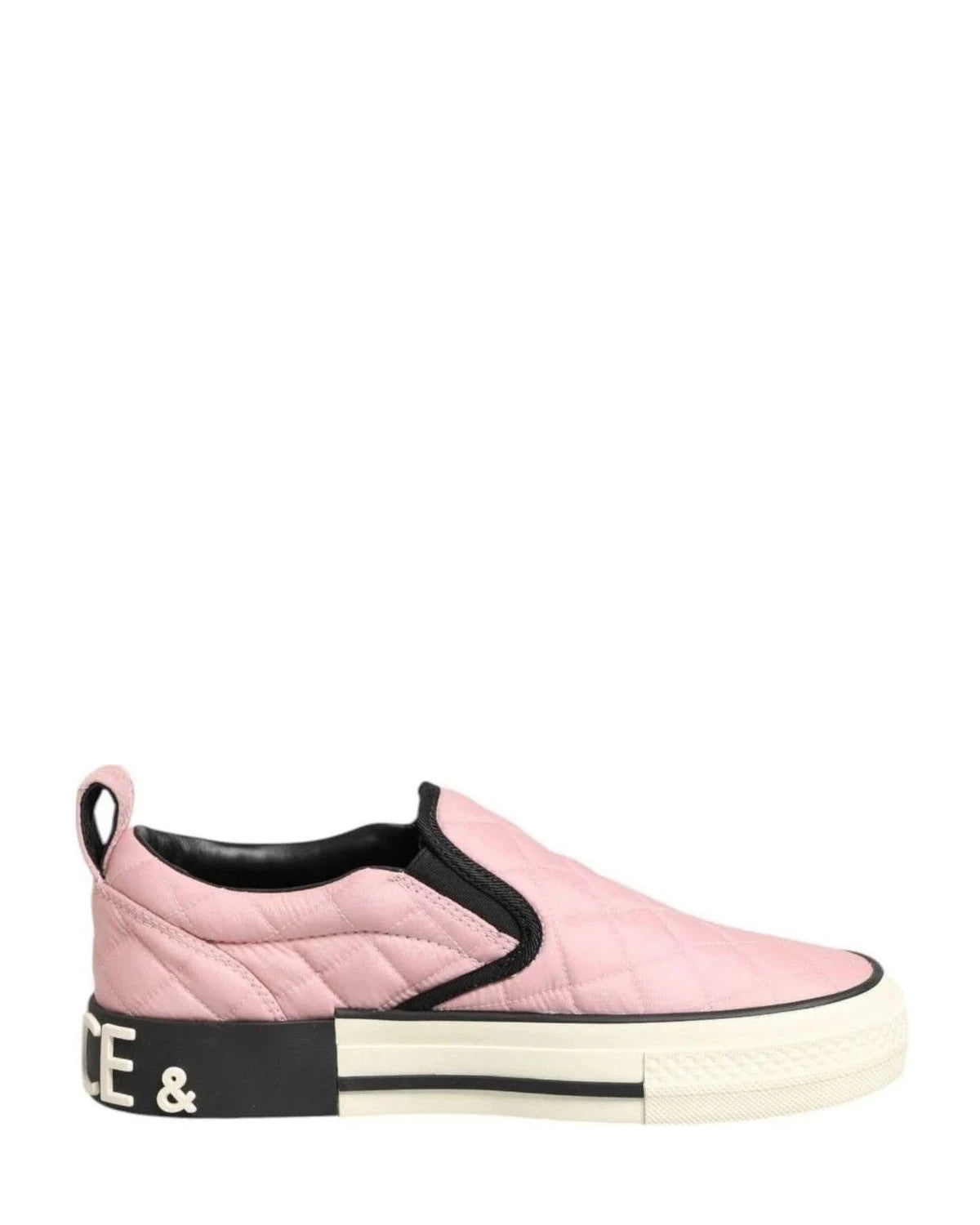 Dolce & Gabbana Pink Nylon Quilted Slip On Sneaker Shoes Sneakers