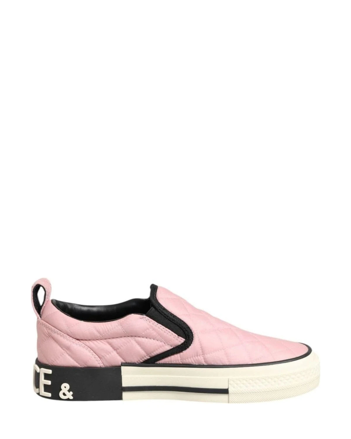 Dolce & Gabbana Pink Nylon Quilted Slip On Sneaker Shoes Sneakers