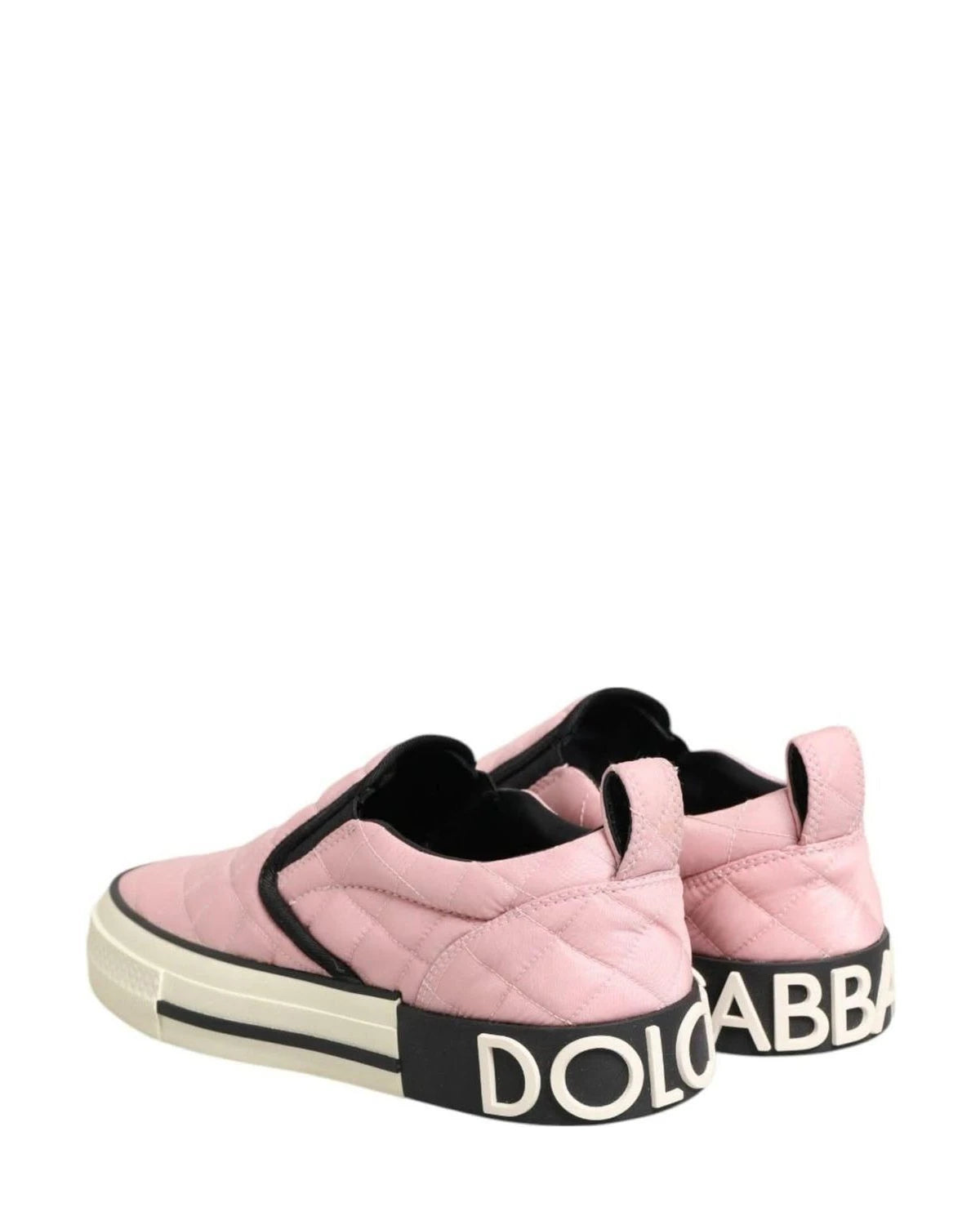 Dolce & Gabbana Pink Nylon Quilted Slip On Sneaker Shoes Sneakers