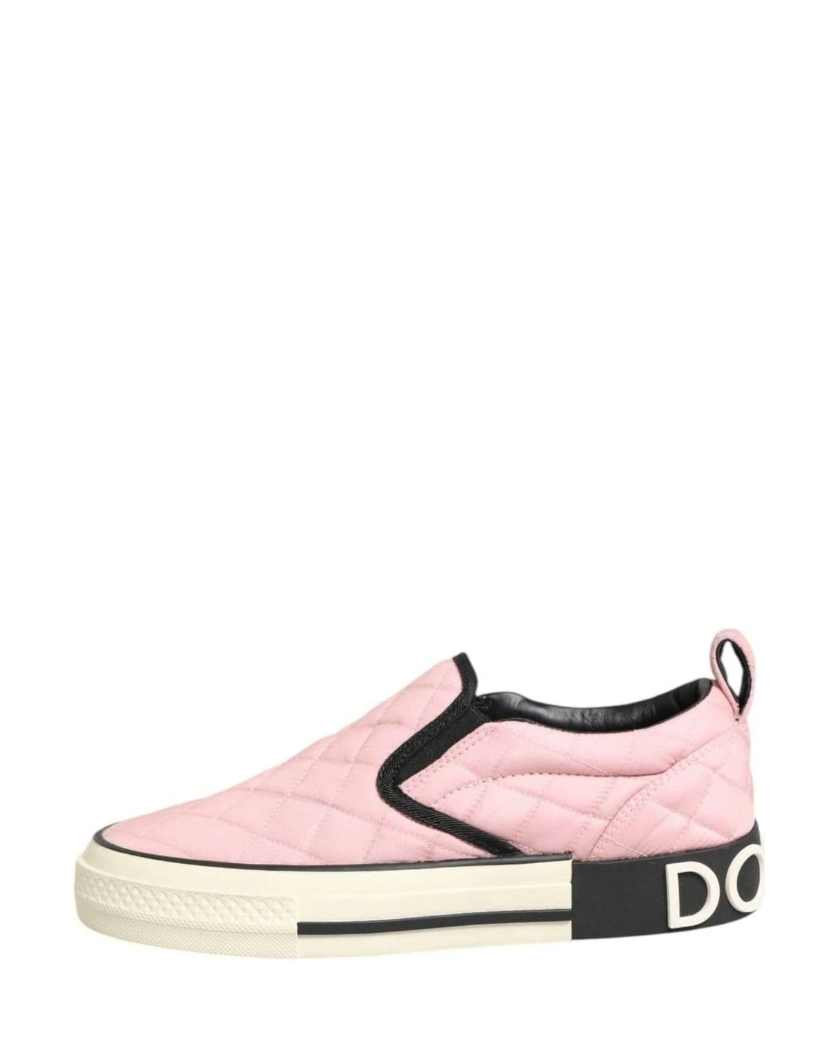 Dolce & Gabbana Pink Nylon Quilted Slip On Sneaker Shoes Sneakers