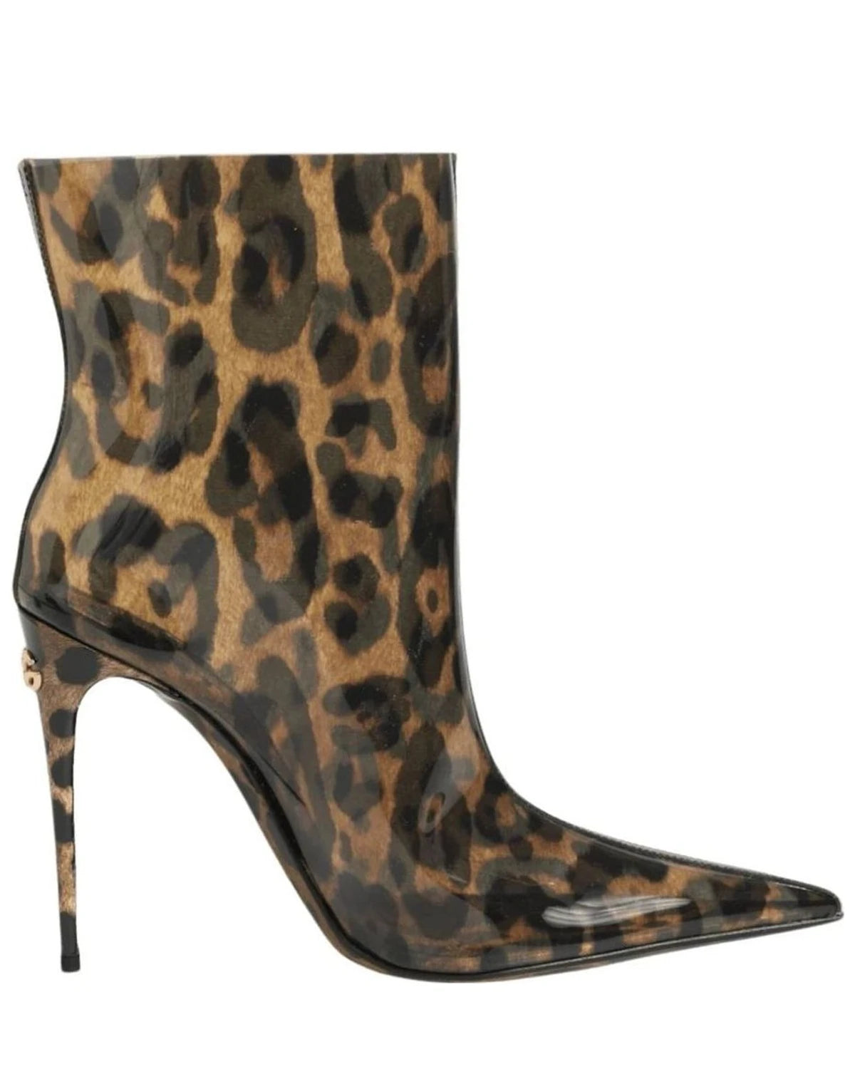 Dolce & Gabbana Leopard Print Pvc Pointed Toe Boots Shoes Boots
