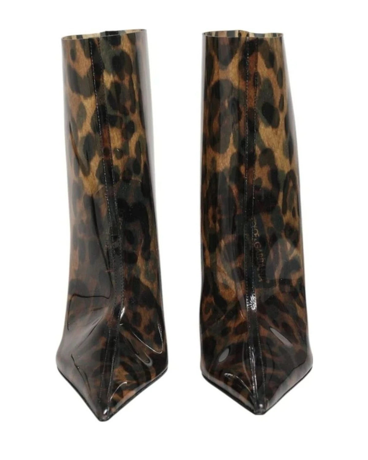Dolce & Gabbana Leopard Print Pvc Pointed Toe Boots Shoes Boots