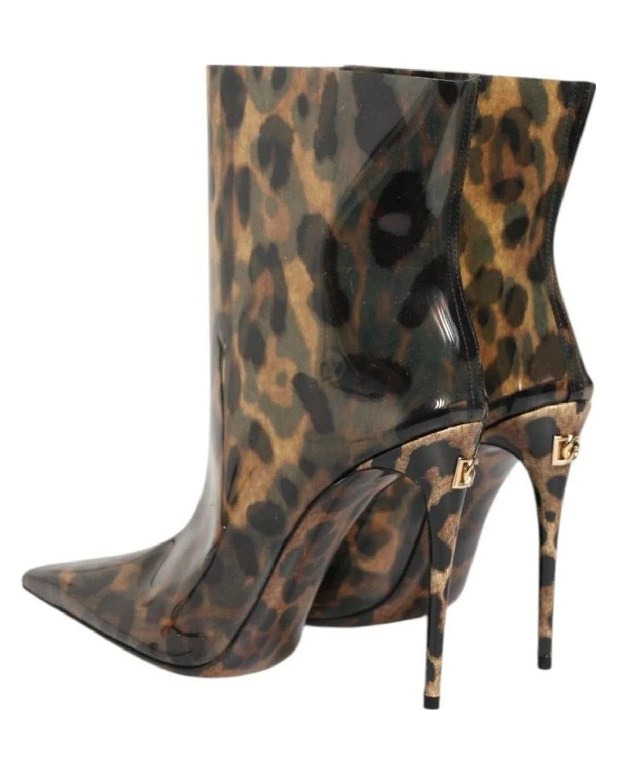 Dolce & Gabbana Leopard Print Pvc Pointed Toe Boots Shoes Boots