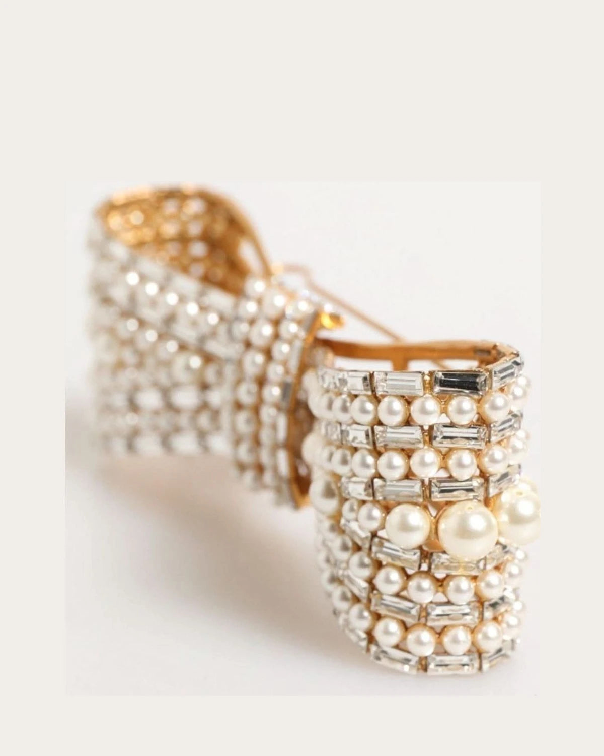 Dolce & Gabbana Gold Brass Glas Crystal Faux Pearl Embellished Brooch Brooches & Lapel Pins