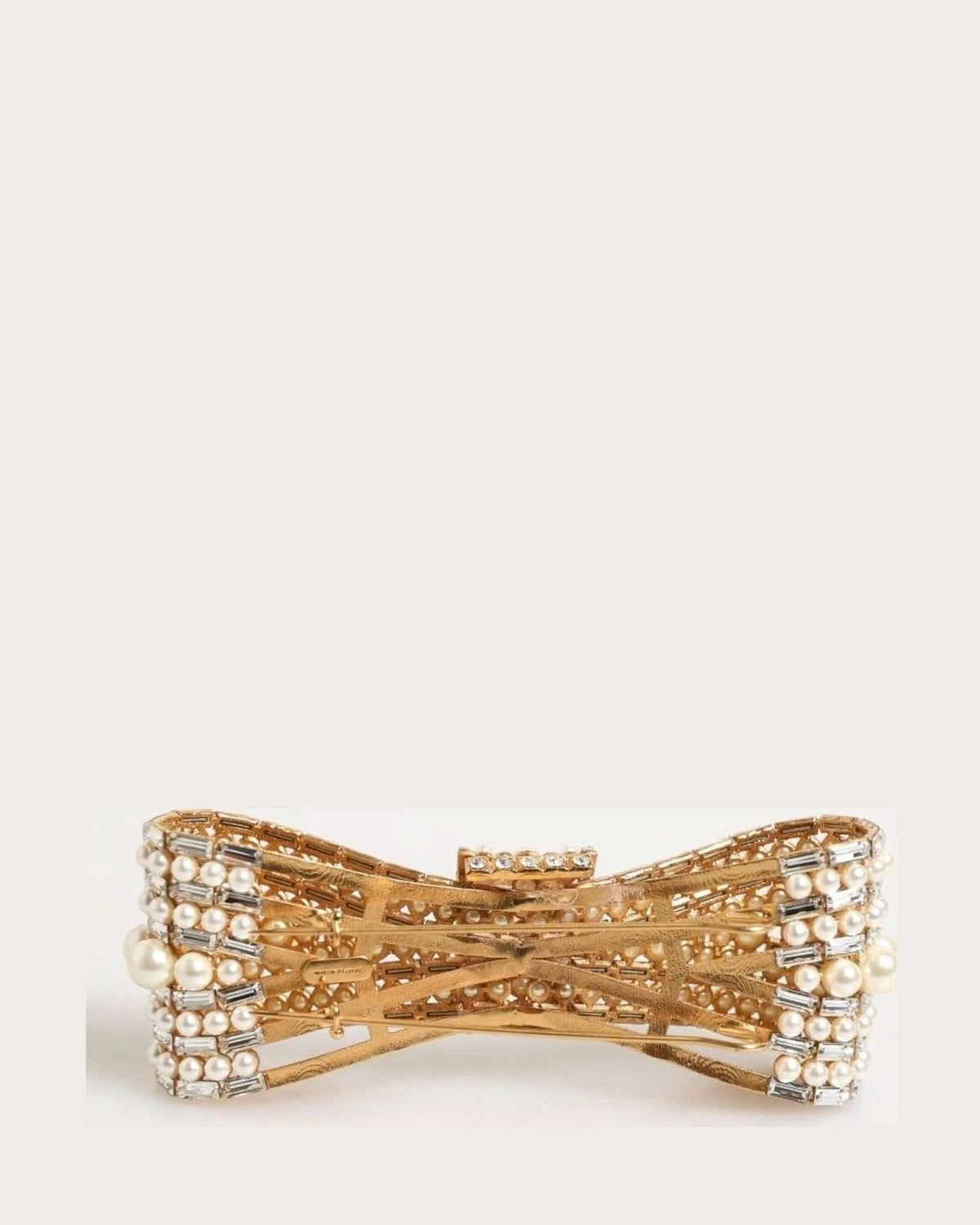 Dolce & Gabbana Gold Brass Glas Crystal Faux Pearl Embellished Brooch Brooches & Lapel Pins