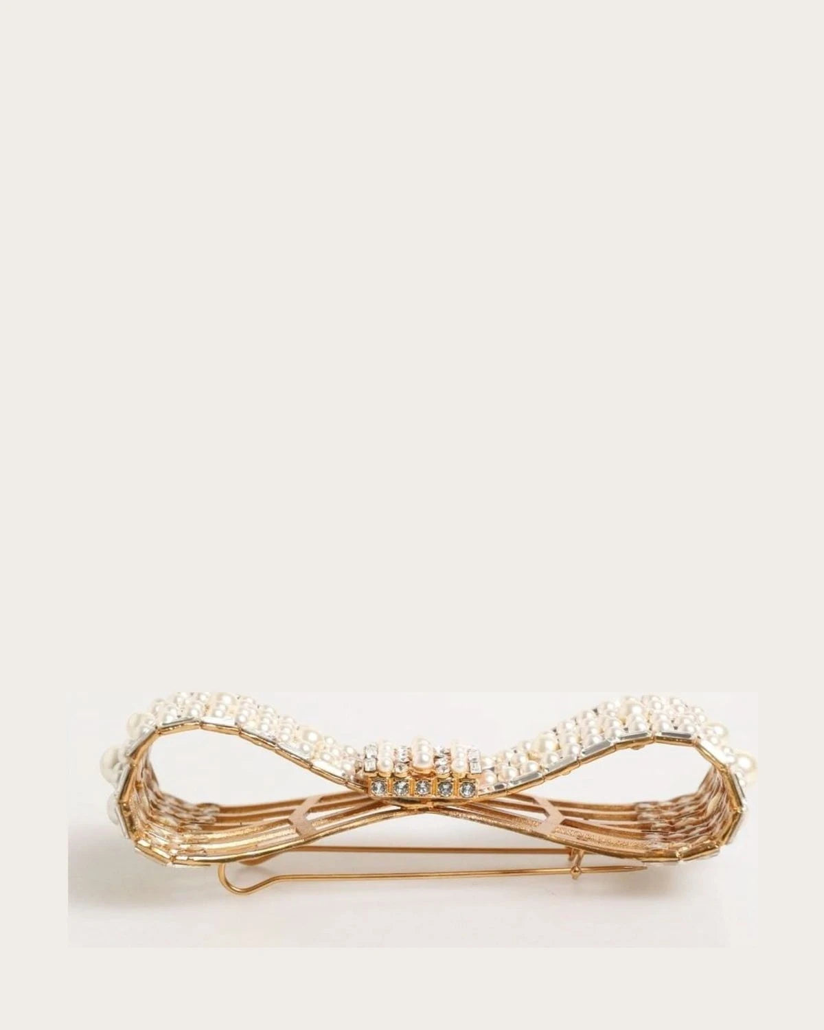 Dolce & Gabbana Gold Brass Glas Crystal Faux Pearl Embellished Brooch Brooches & Lapel Pins