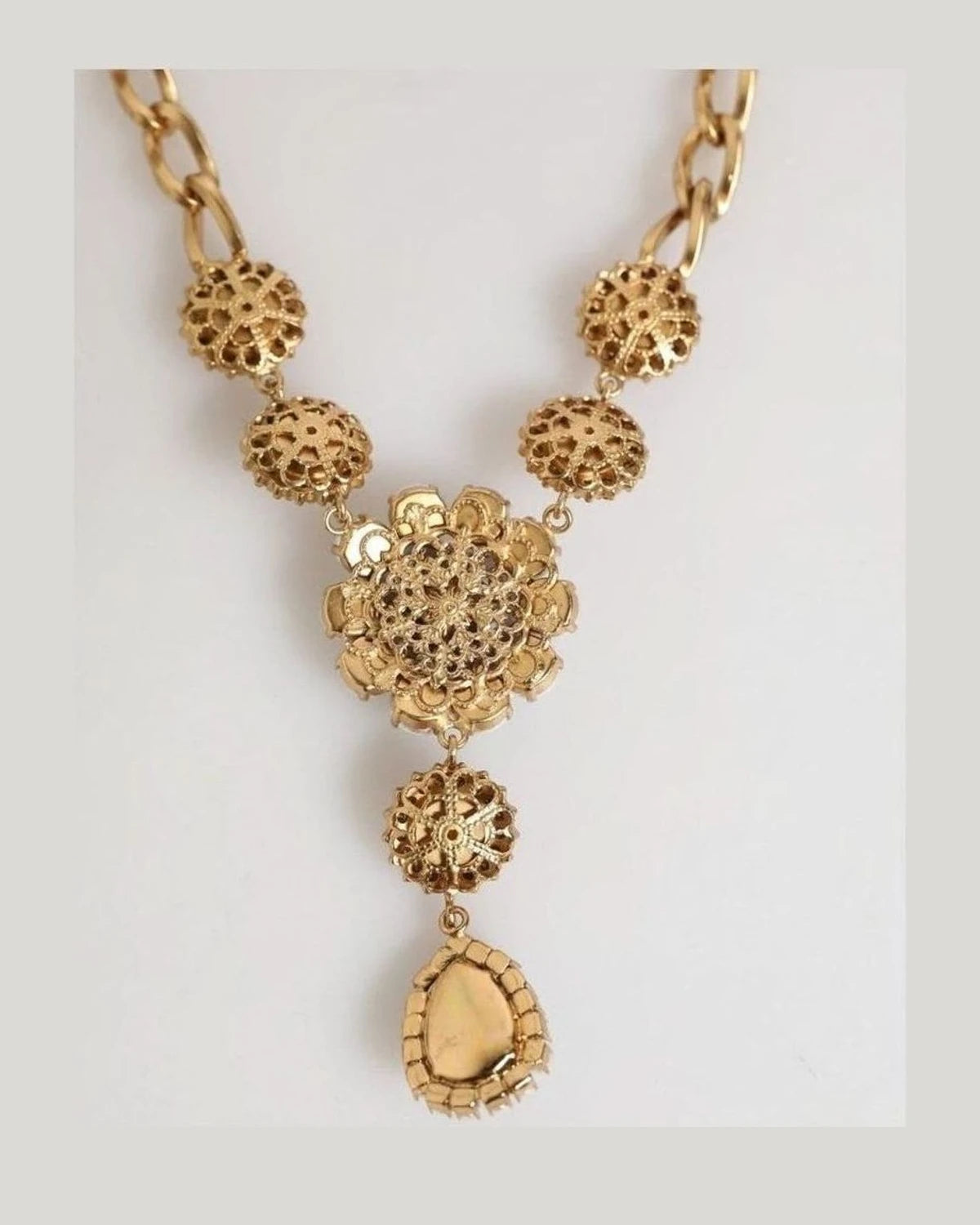 Dolce & Gabbana Purple Brass Crystal Pearl Floral Pendant Jewelry Necklace Necklaces