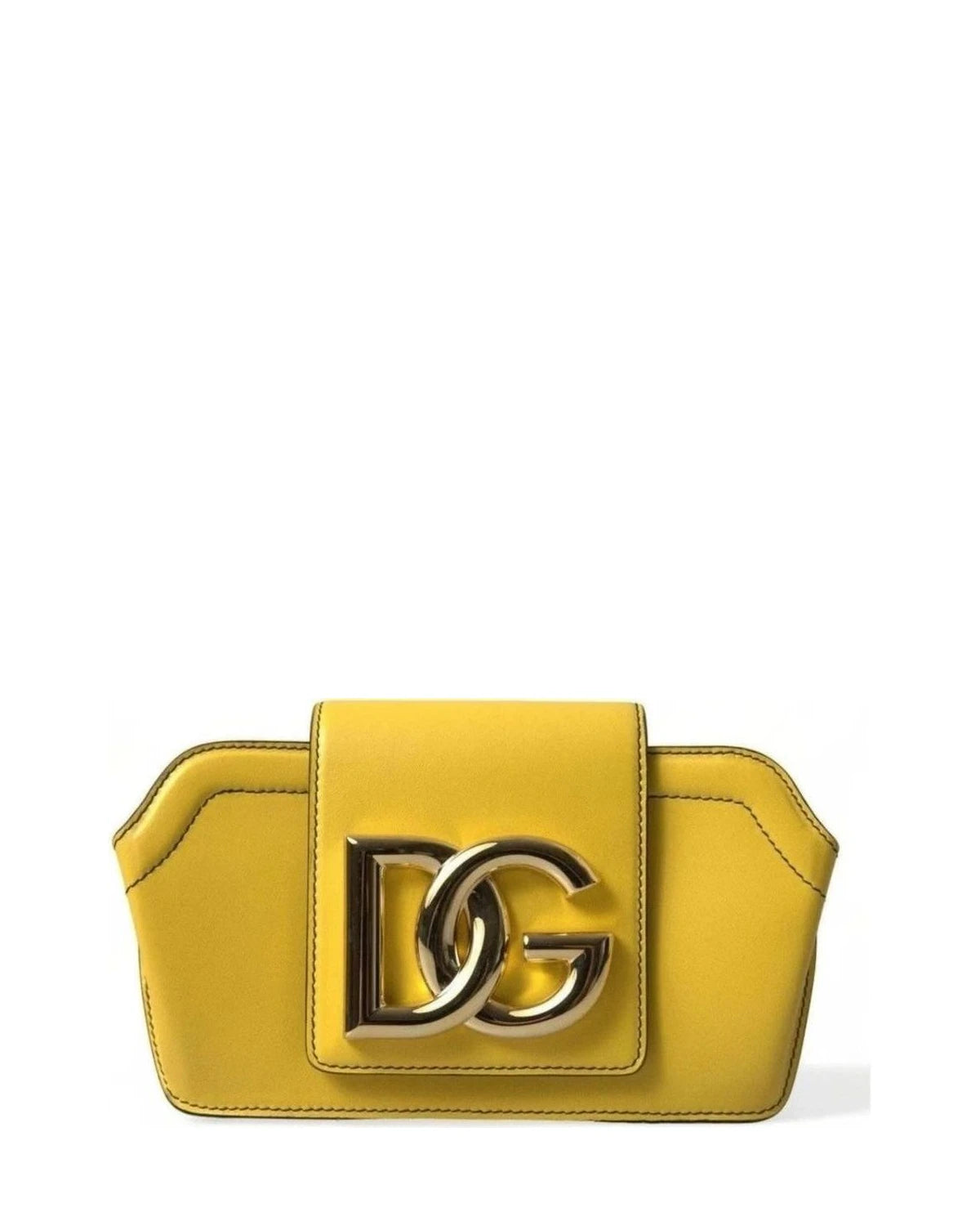 Dolce & Gabbana Yellow Leather Smooth Dg Logo Clutch Crossbody Case Bag Cross Body Bags