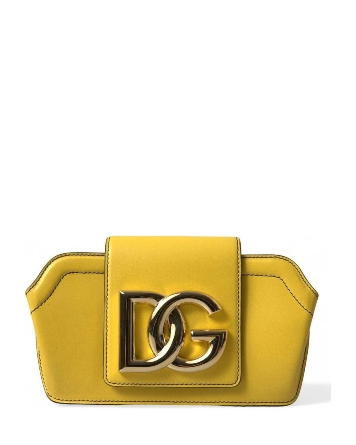 Dolce & Gabbana Yellow Leather Smooth Dg Logo Clutch Crossbody Case Bag Cross Body Bags