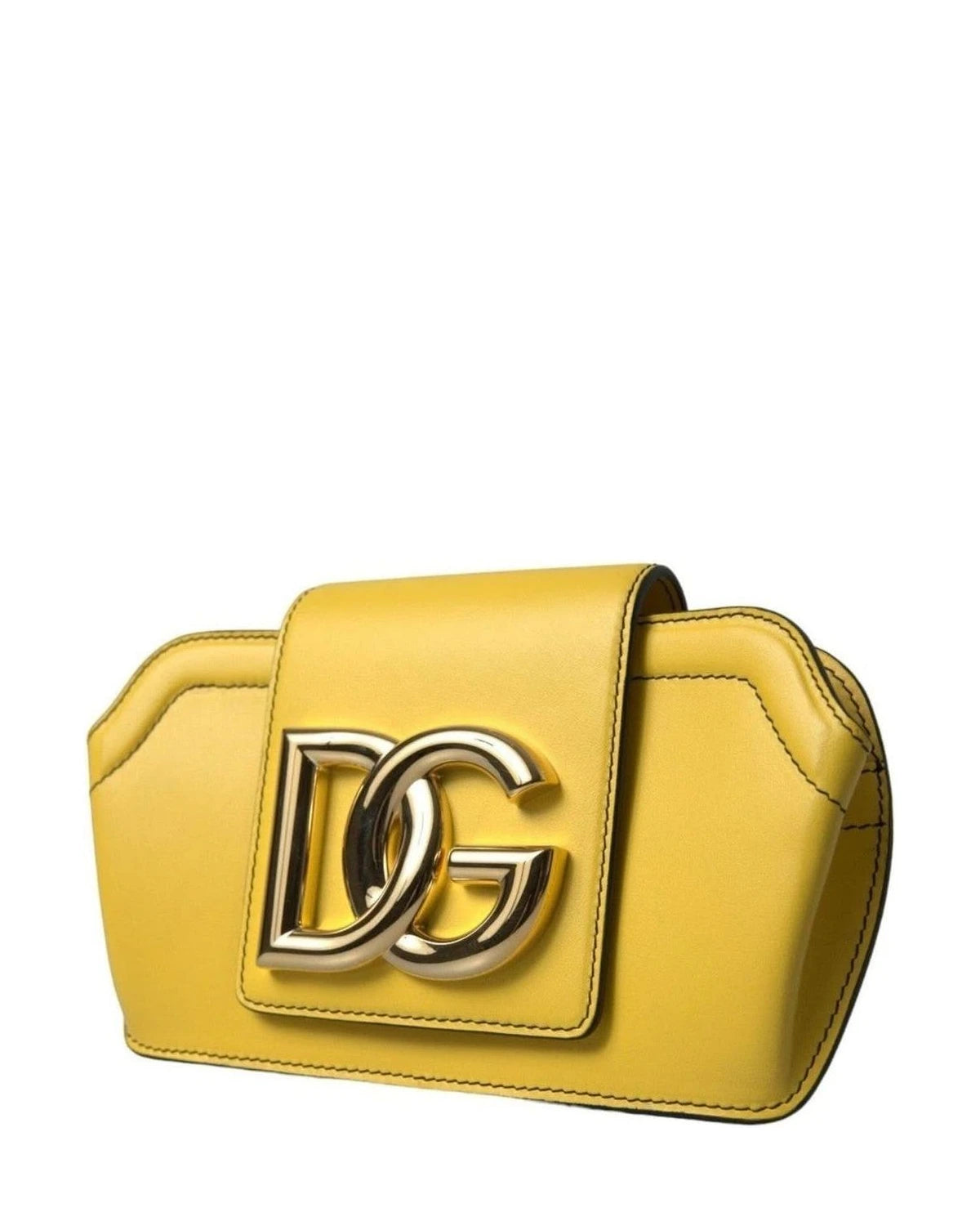 Dolce & Gabbana Yellow Leather Smooth Dg Logo Clutch Crossbody Case Bag Cross Body Bags