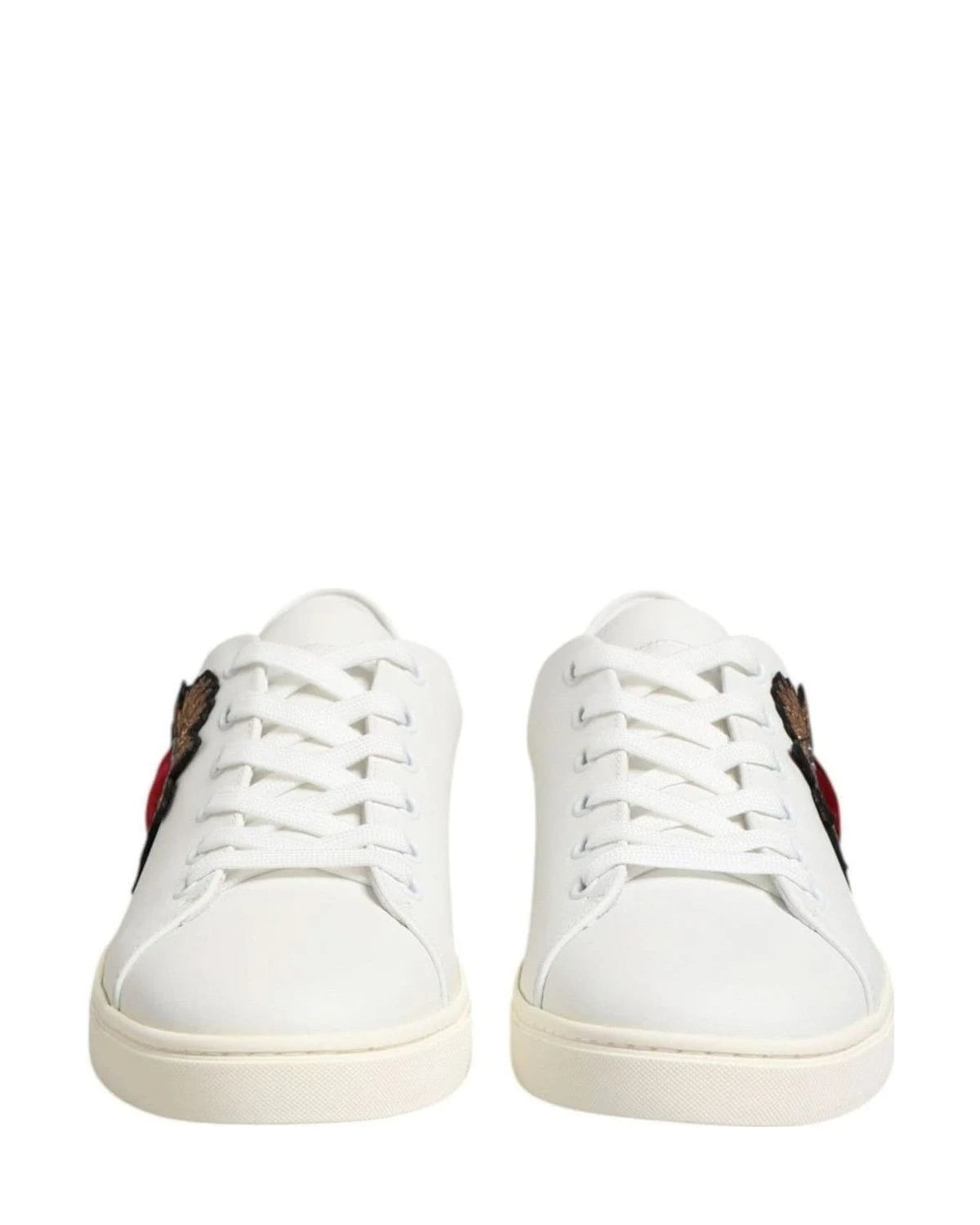 Dolce & Gabbana White Leather Sacre Heart Patch Sneakers Shoes Sneakers