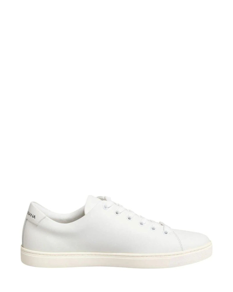 Dolce & Gabbana White Leather Sacre Heart Patch Sneakers Shoes Sneakers