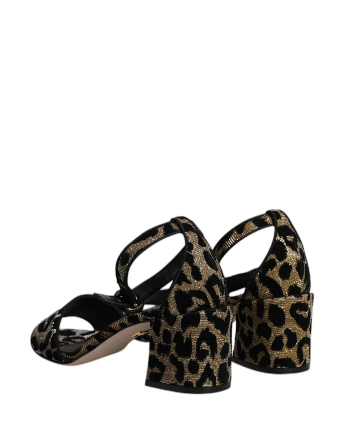 Dolce & Gabbana Gold Leopard Ankle Strap Heels Sandals Shoes Heels