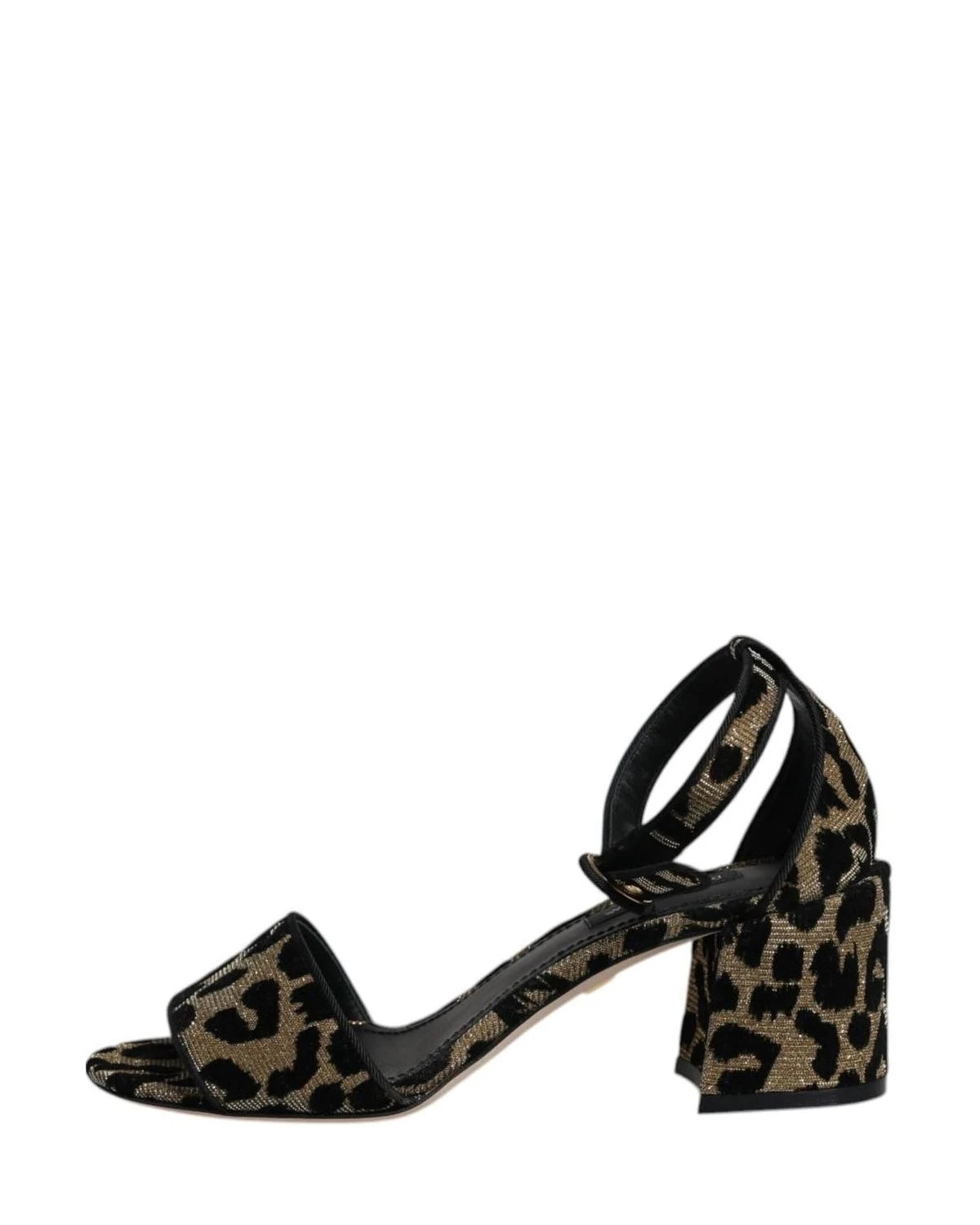 Dolce & Gabbana Gold Leopard Ankle Strap Heels Sandals Shoes Heels