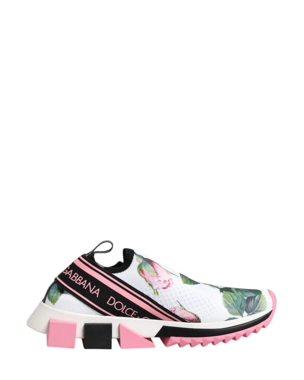 Dolce & Gabbana White Rose Print Sorrento Sneakers Shoes Sneakers
