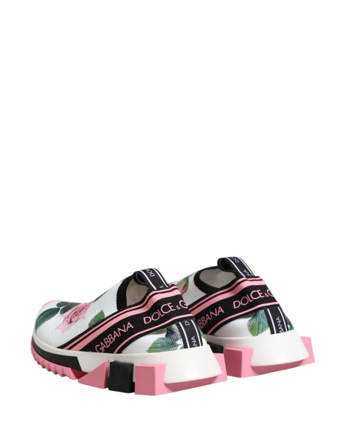 Dolce & Gabbana White Rose Print Sorrento Sneakers Shoes Sneakers