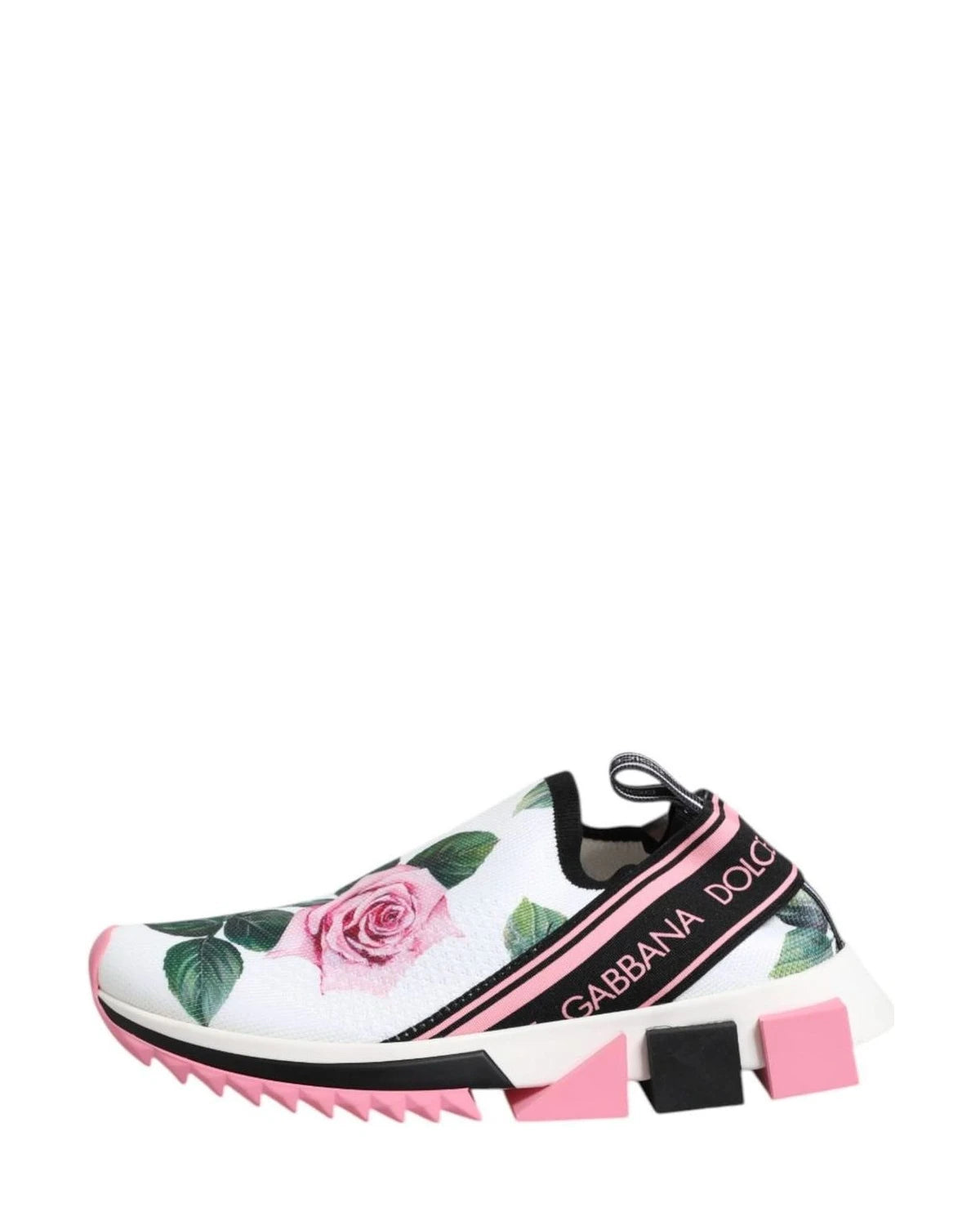 Dolce & Gabbana White Rose Print Sorrento Sneakers Shoes Sneakers