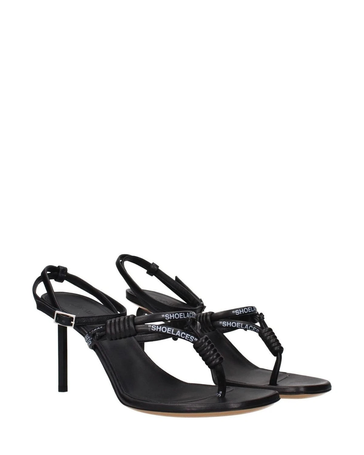Off- Leather White Flip-flop Sandals Heels