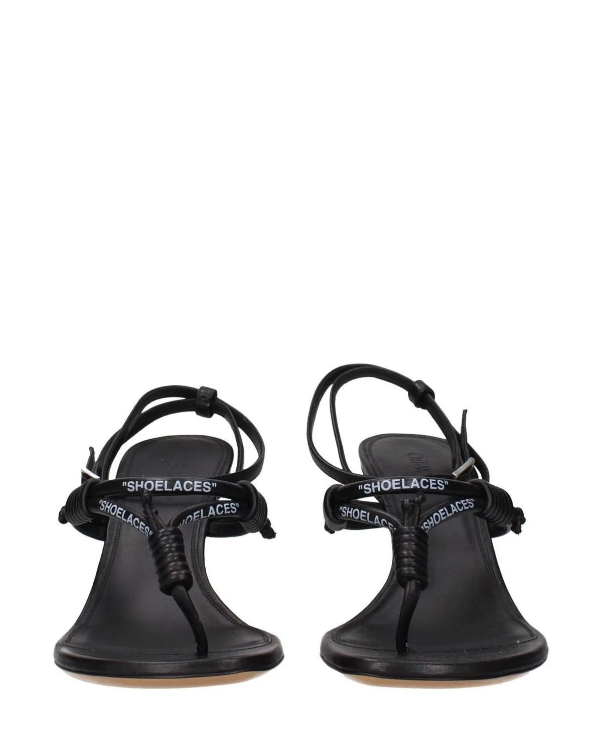 Off- Leather White Flip-flop Sandals Heels
