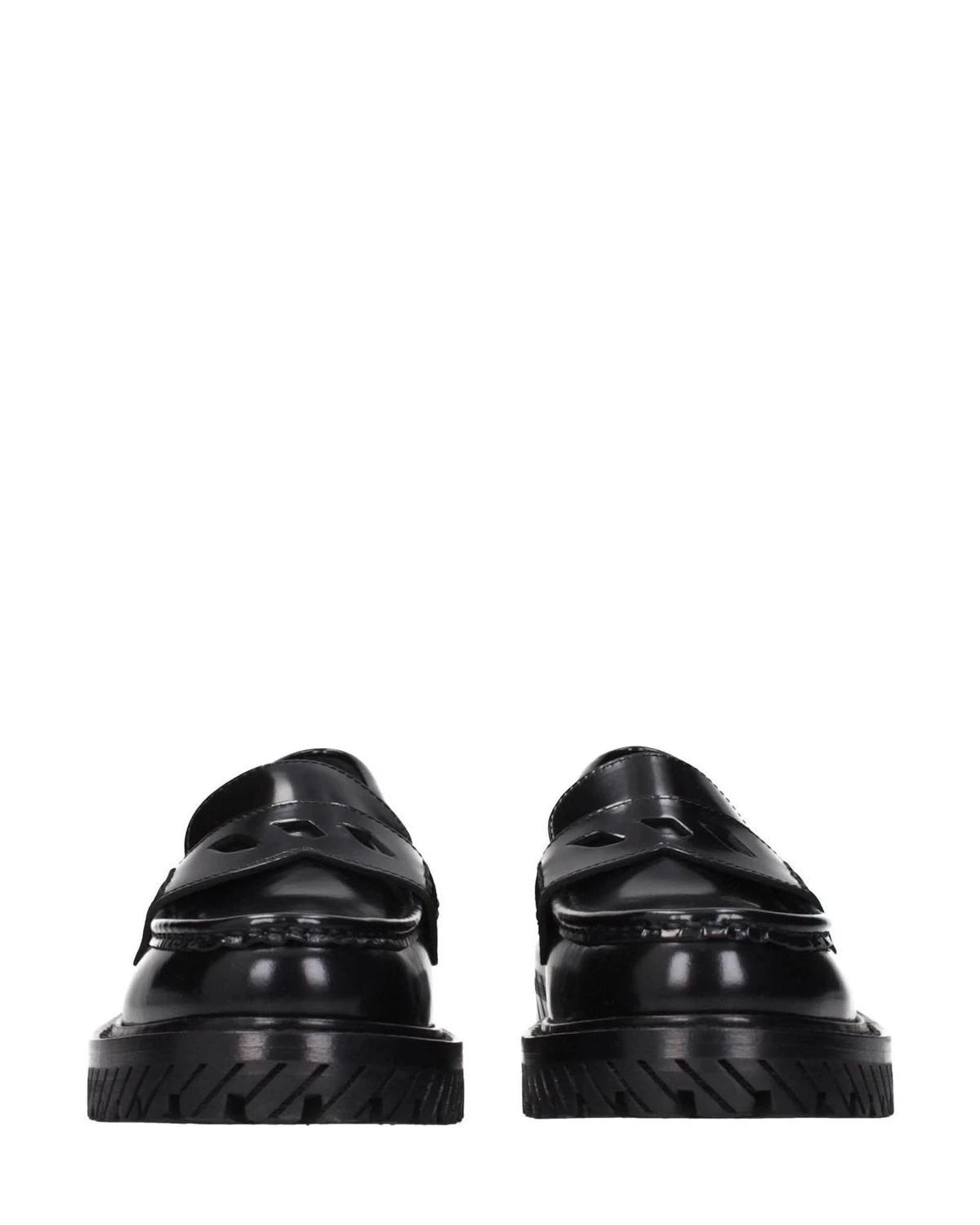 Off-white Leather Off Slip On Loafers Flats