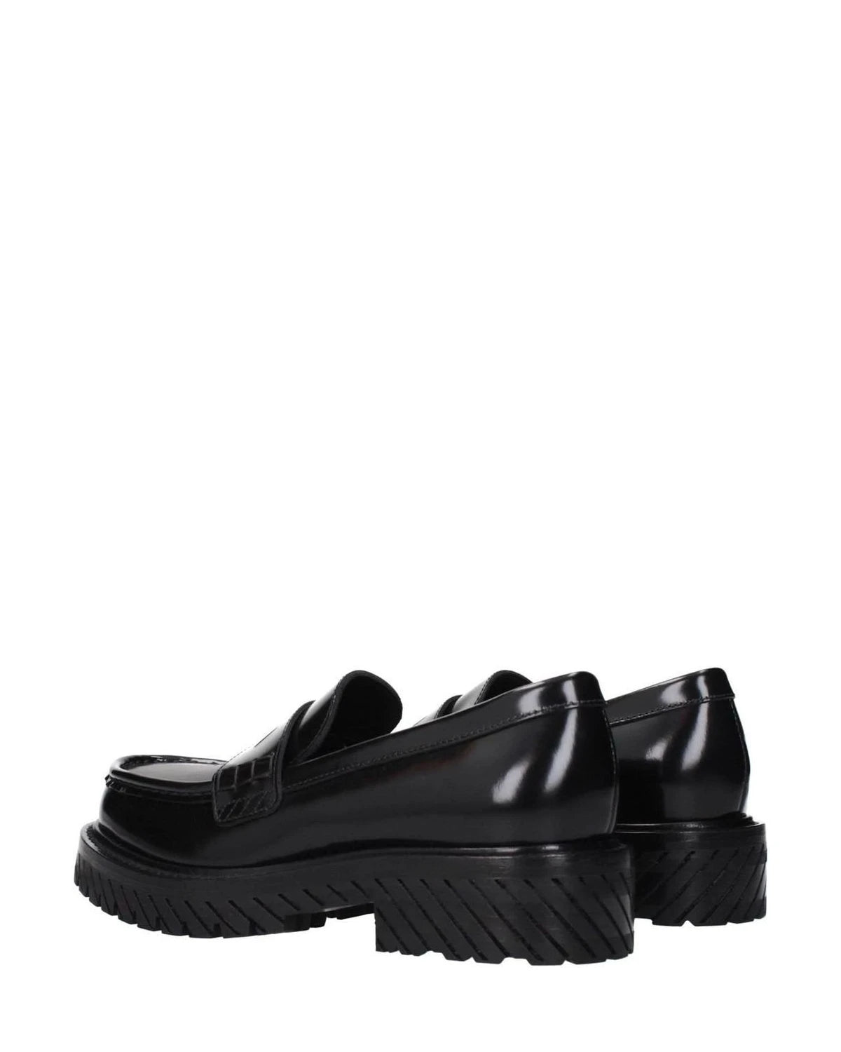 Off-white Leather Off Slip On Loafers Flats