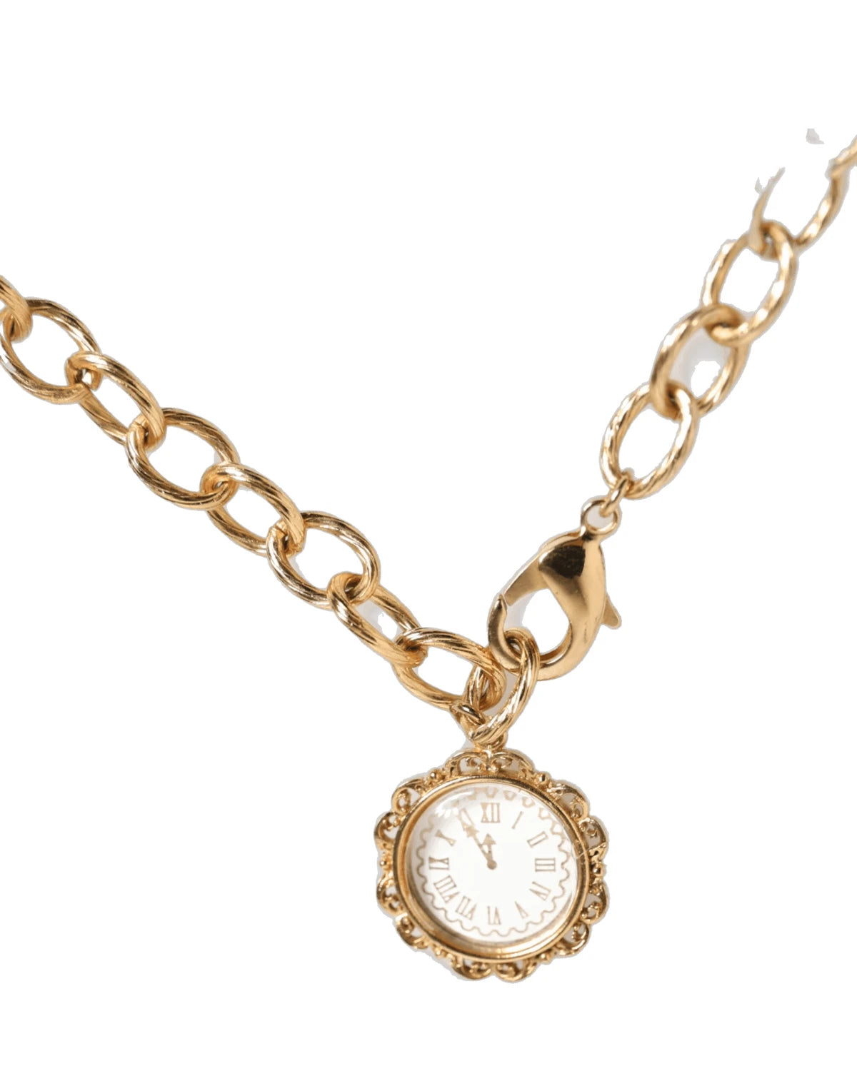 Dolce & Gabbana Gold Crystal Clock Pendant Statement Jewelry Necklace Necklaces