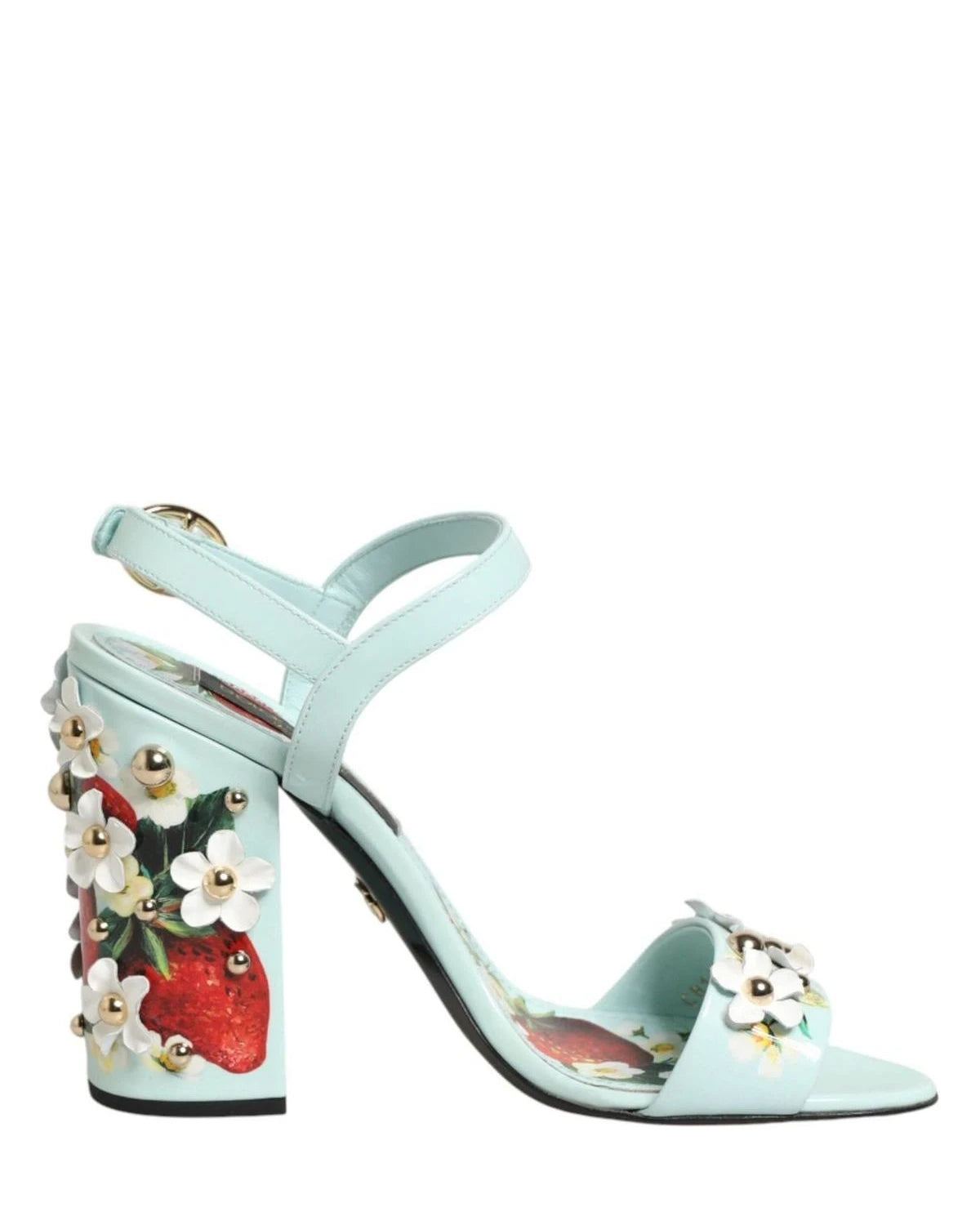 Dolce & Gabbana Green Mint Floral Studs Heels Sandals Shoes Sandals