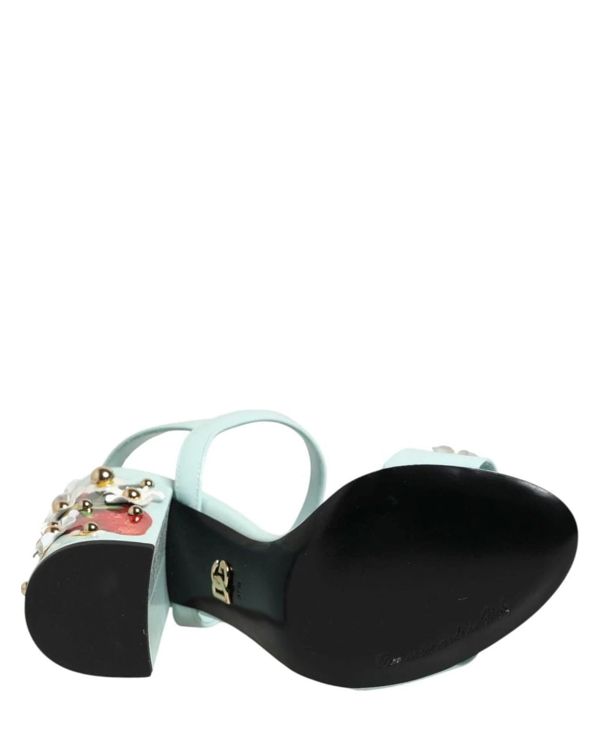 Dolce & Gabbana Green Mint Floral Studs Heels Sandals Shoes Sandals