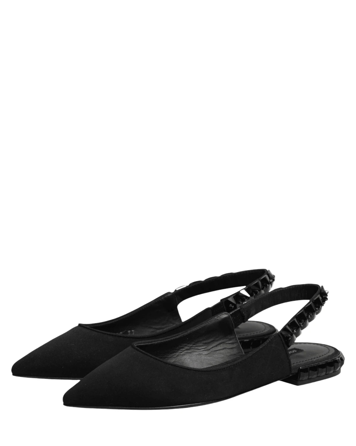 Dolce & Gabbana Black Crystal Charmeuse Slingback Shoes Sandals