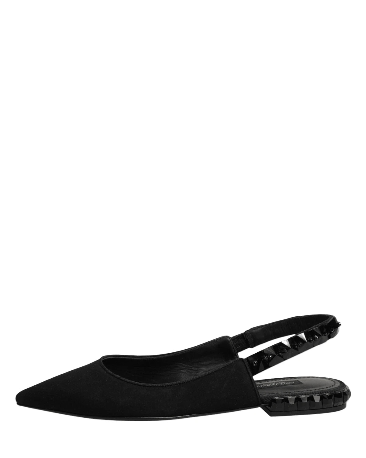 Dolce & Gabbana Black Crystal Charmeuse Slingback Shoes Sandals