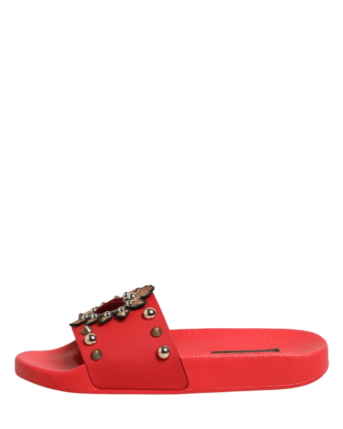 Dolce & Gabbana Red Sacred Heart Stud Slides Beachwear Shoes Sandals