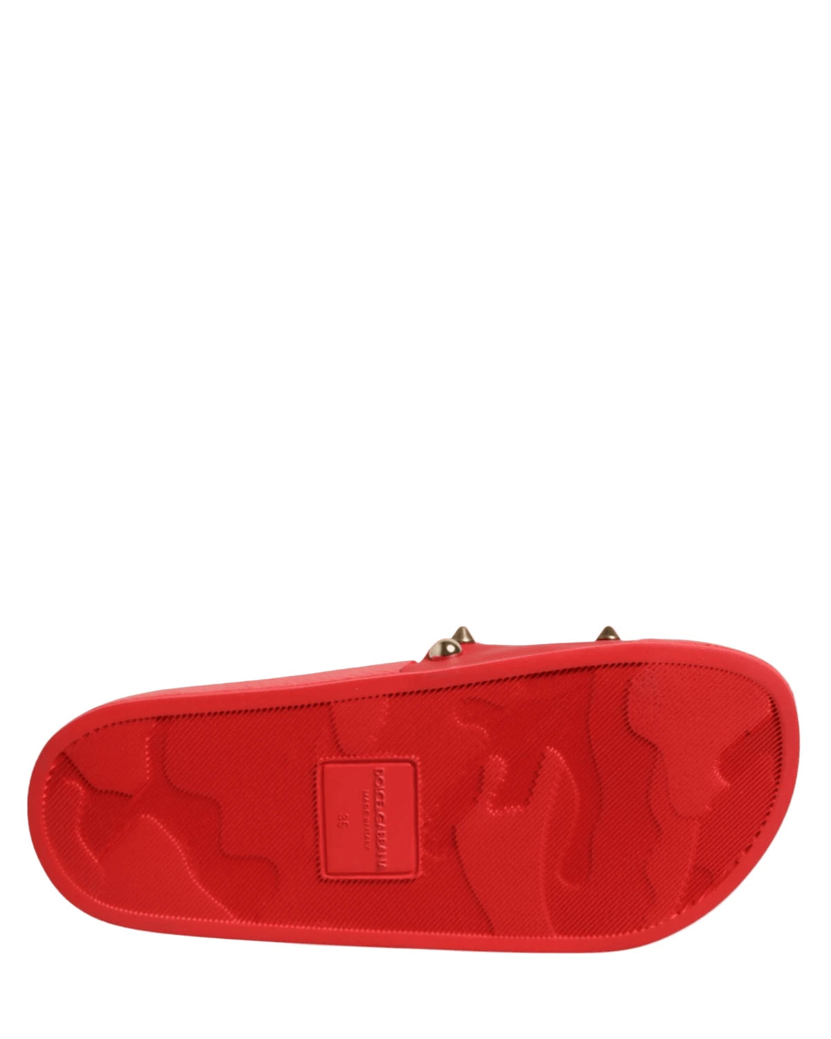 Dolce & Gabbana Red Sacred Heart Stud Slides Beachwear Shoes Sandals