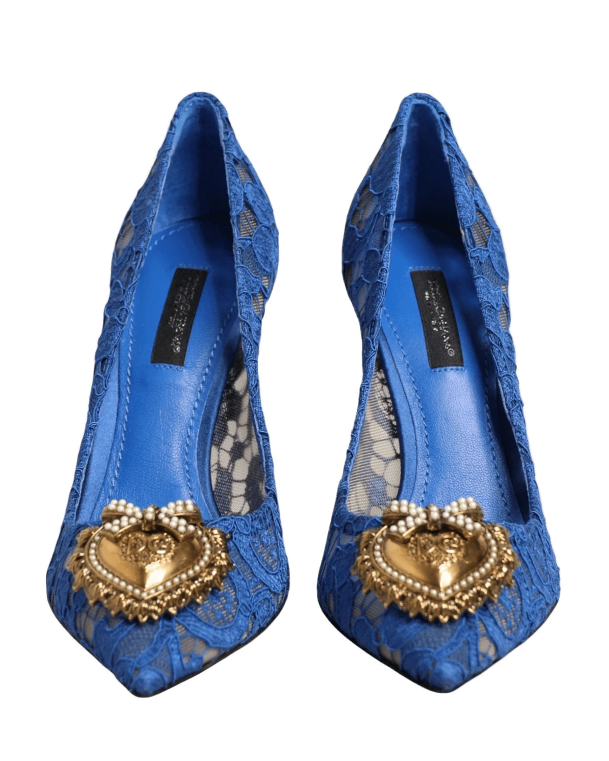 Dolce & Gabbana Blue Lace Taormina Devotion Pumps Shoes Heels