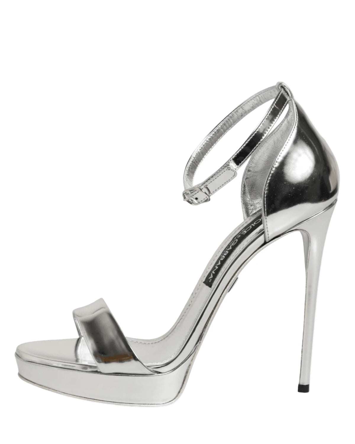 Dolce & Gabbana Silver Leather Platform Keira Sandals Shoes Heels