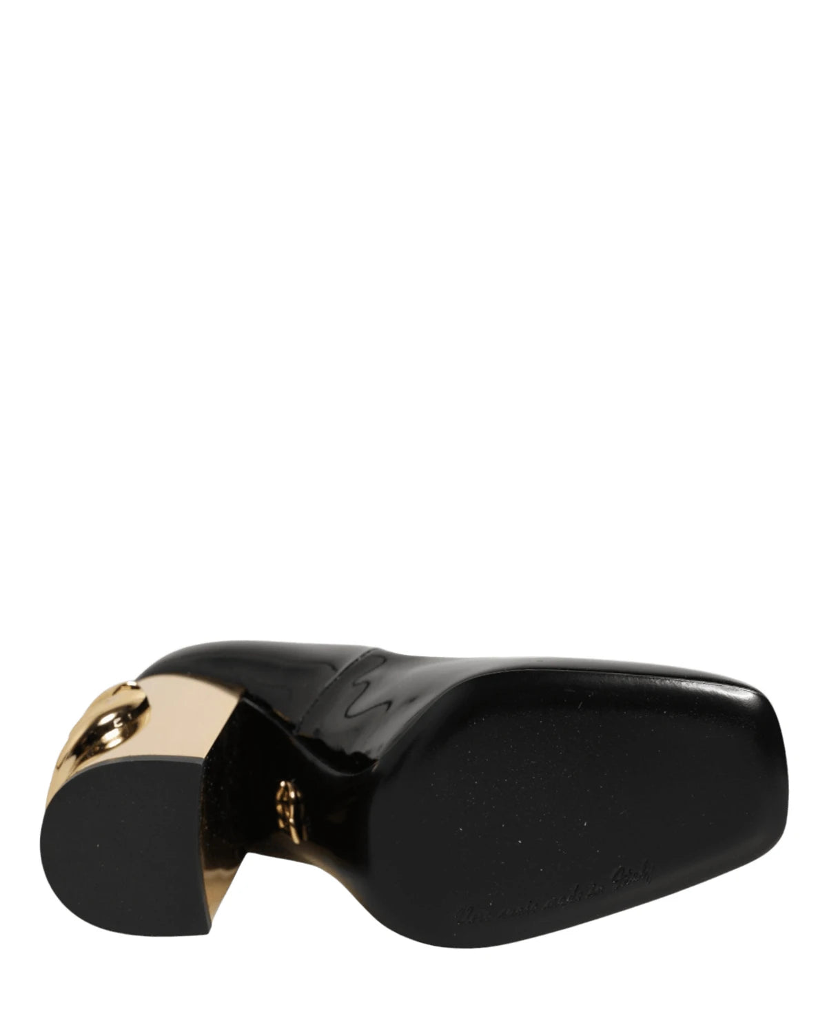 Dolce & Gabbana Black Leather Patent Logo Heels Pumps Shoes Heels