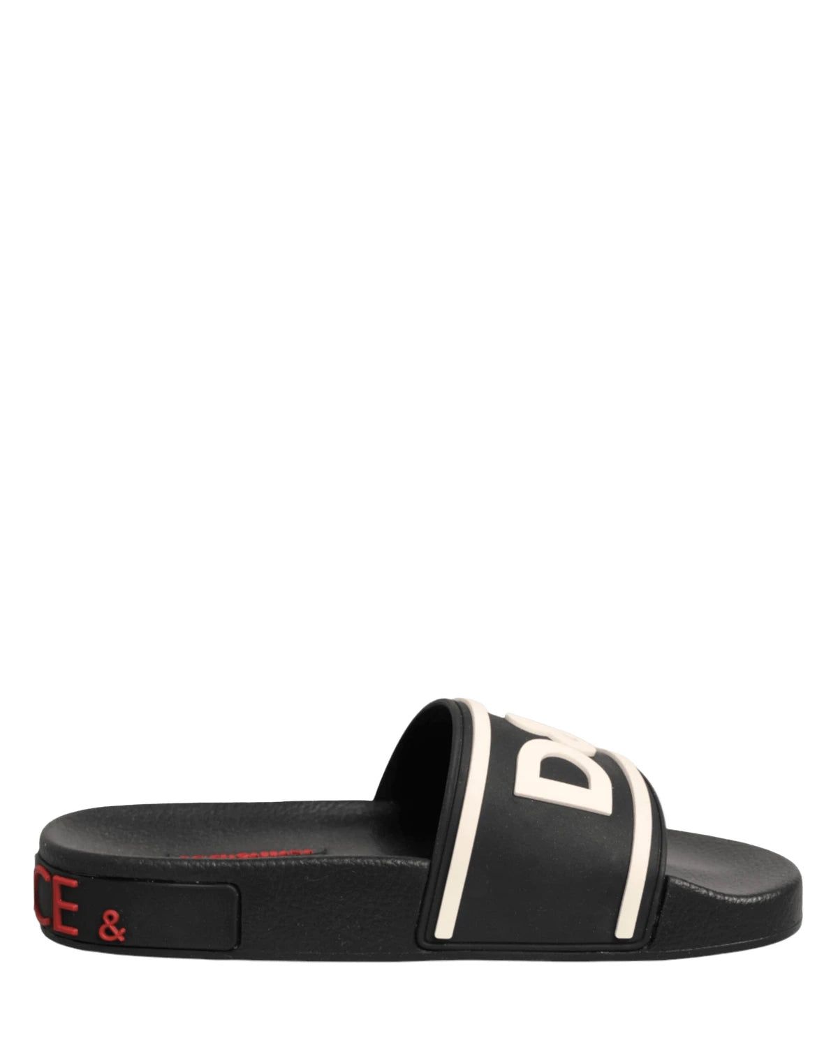 Dolce & Gabbana Black Rubber Slides Sandals Beachwear Shoes Sandals