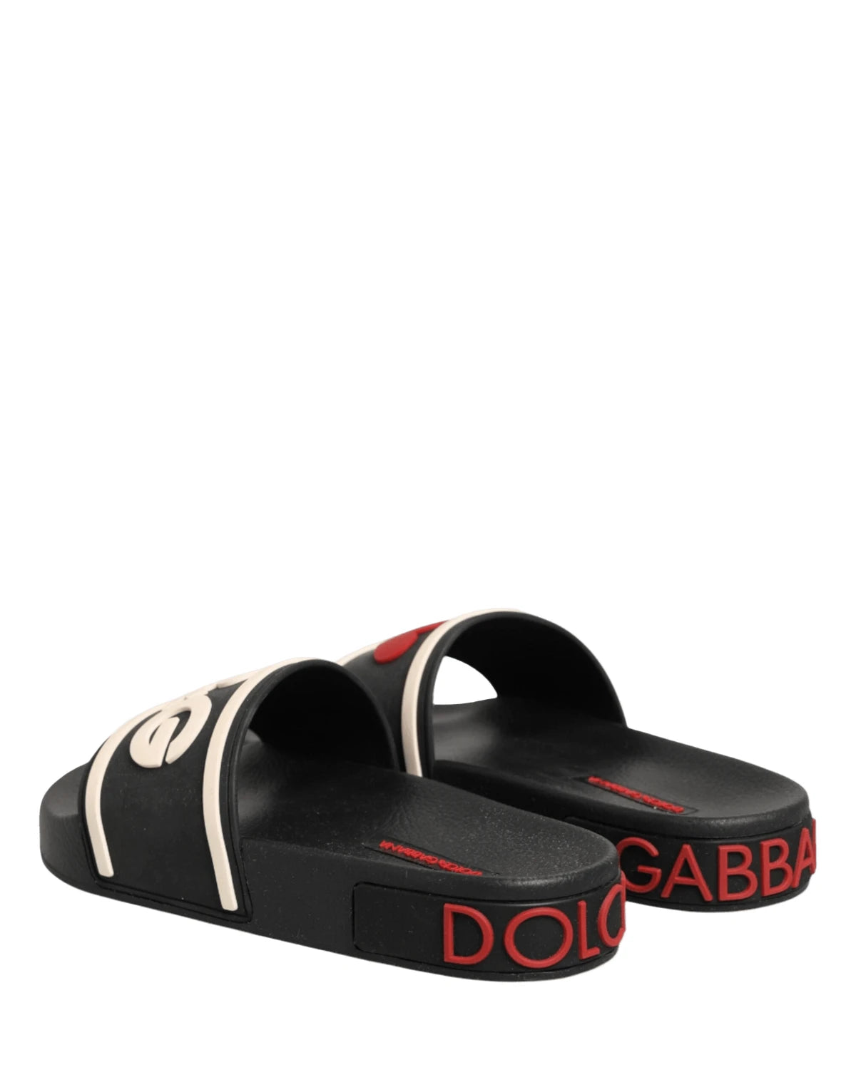 Dolce & Gabbana Black Rubber Slides Sandals Beachwear Shoes Sandals
