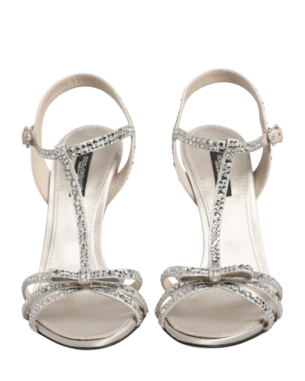 Dolce & Gabbana Silver Strass Ankle Strap Heels Sandals Shoes Heels