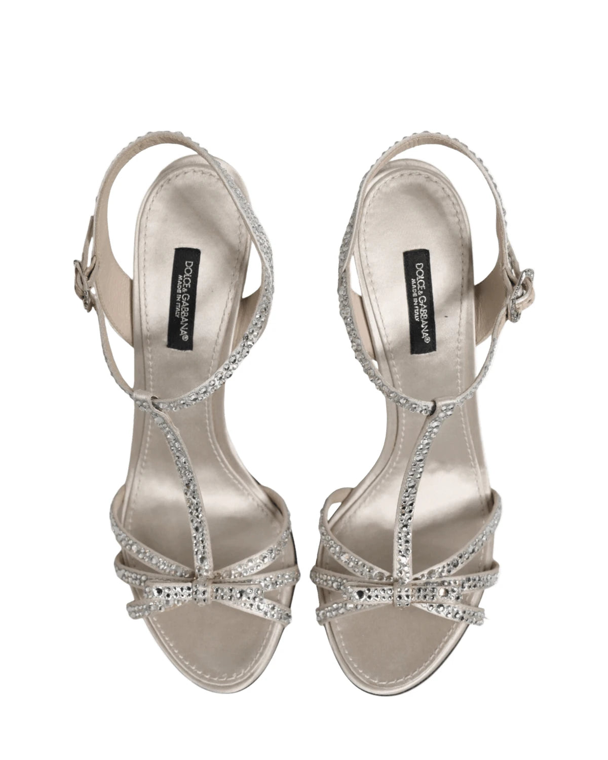 Dolce & Gabbana Silver Strass Ankle Strap Heels Sandals Shoes Heels