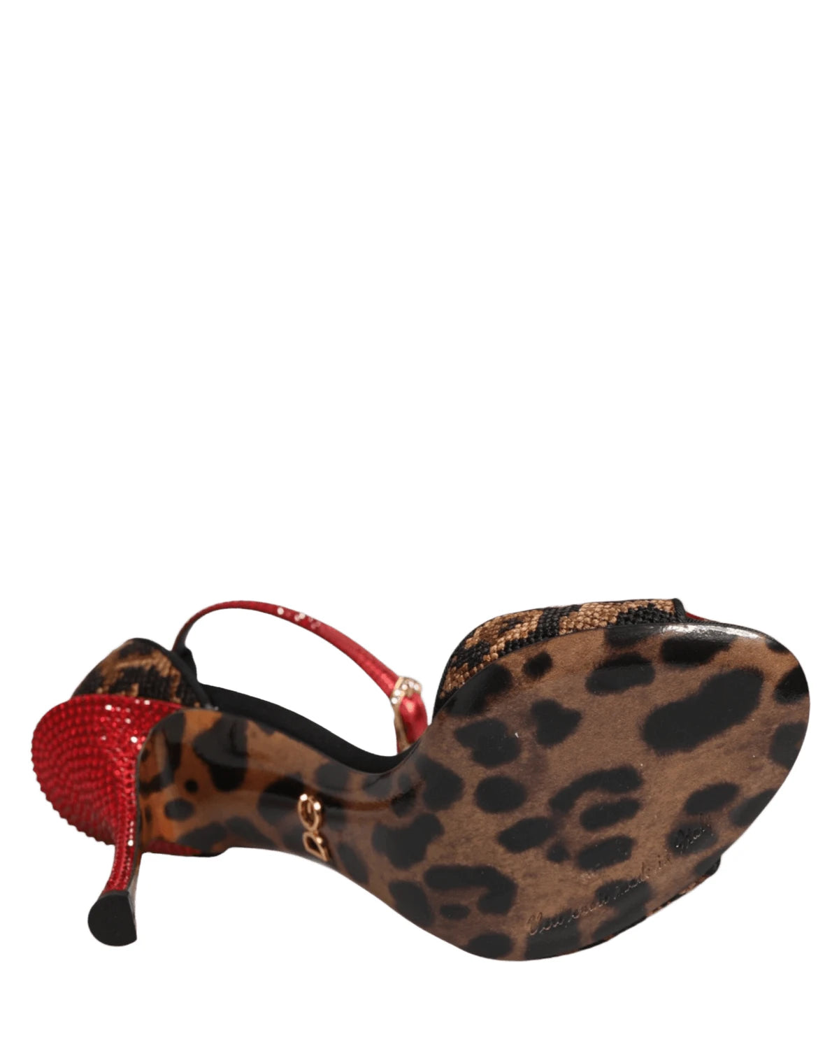 Dolce & Gabbana Brown Leopard Crystal Roses Sandals Shoes Heels