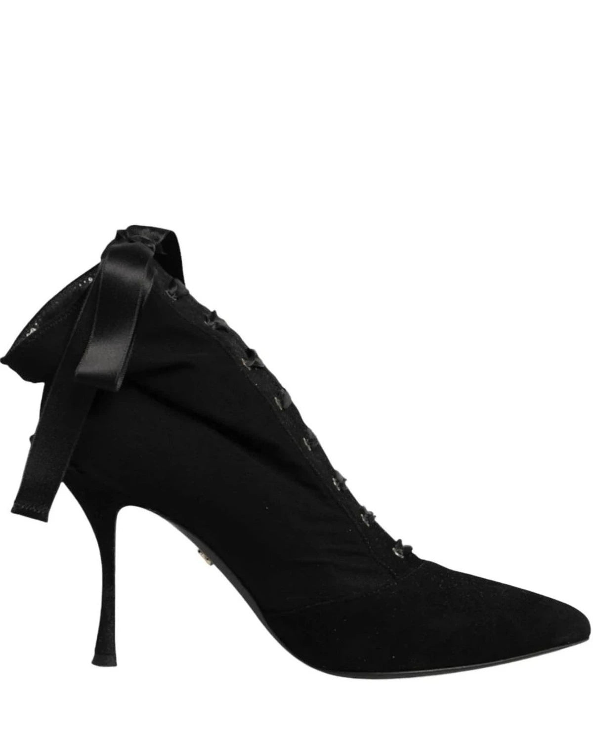 Dolce & Gabbana Black Lace Stiletto Heels Up Boots Shoes Boots