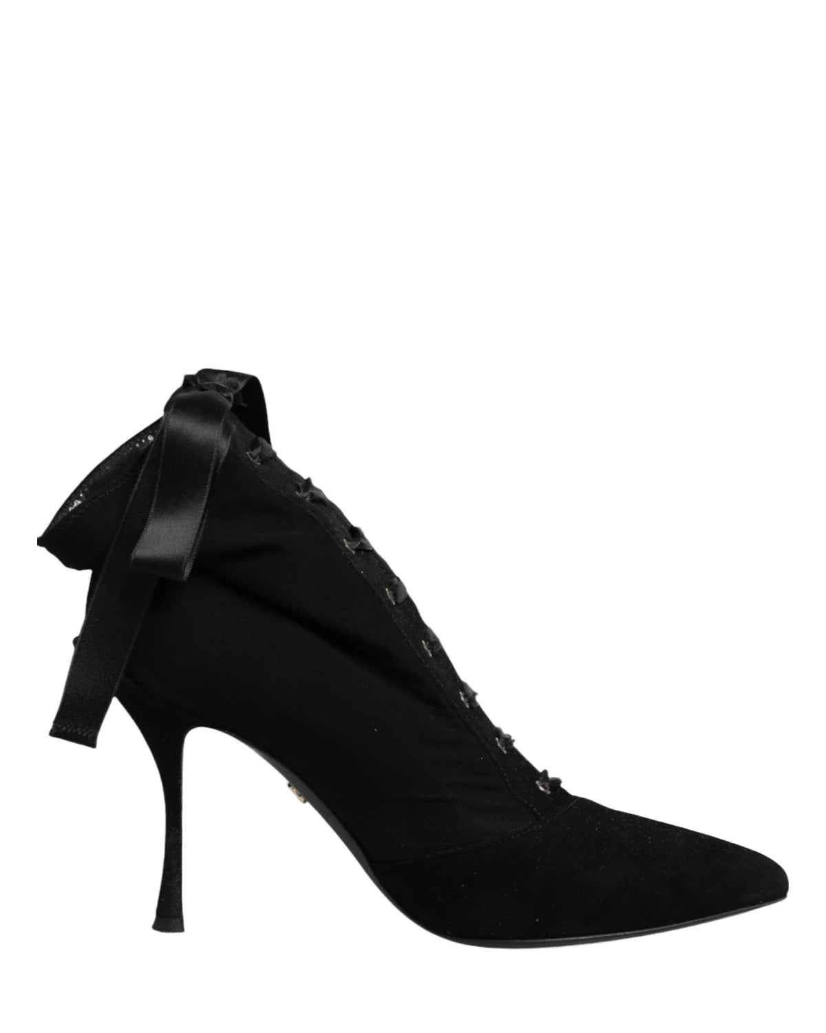 Dolce & Gabbana Black Lace Stiletto Heels Up Boots Shoes Boots