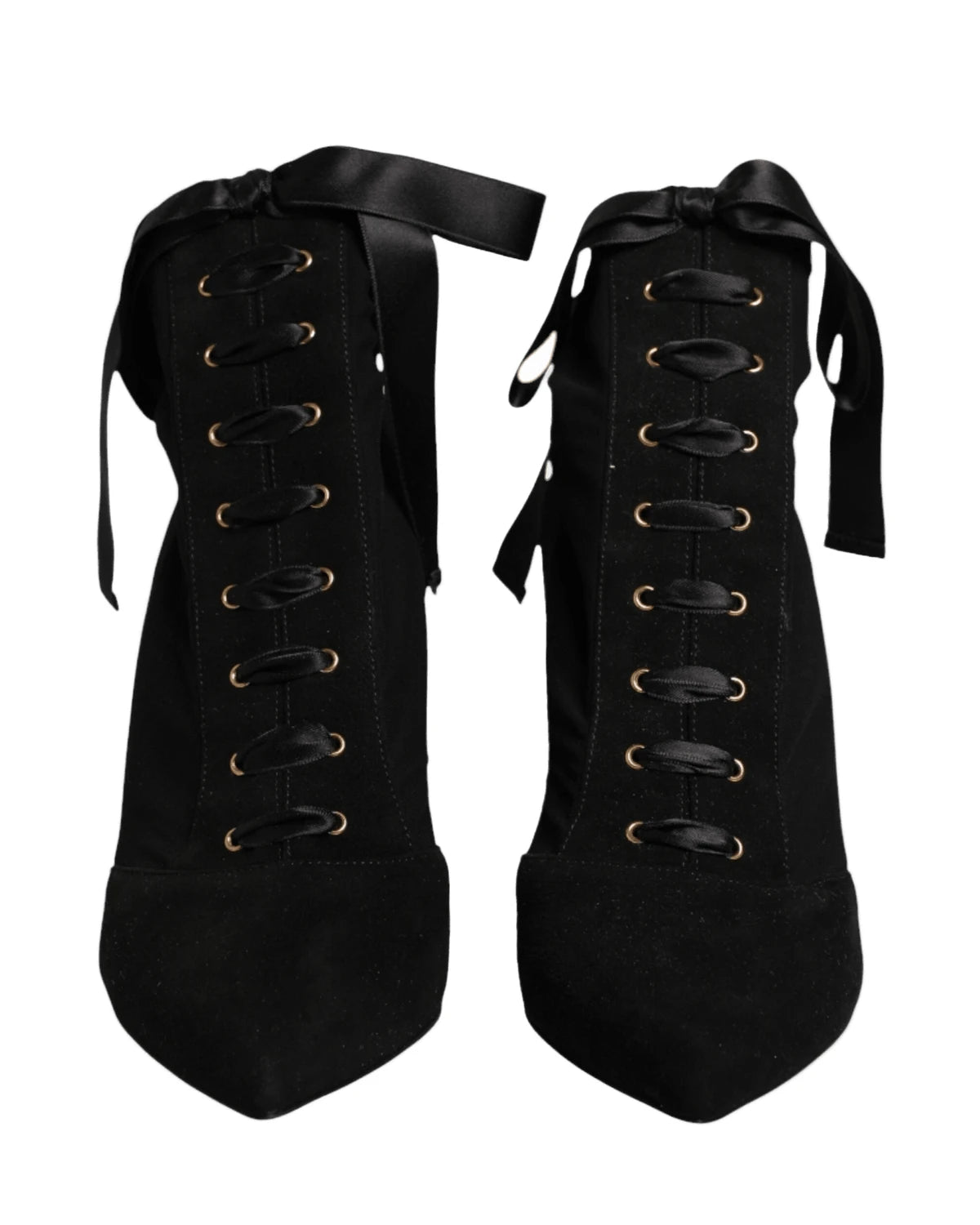 Dolce & Gabbana Black Lace Stiletto Heels Up Boots Shoes Boots